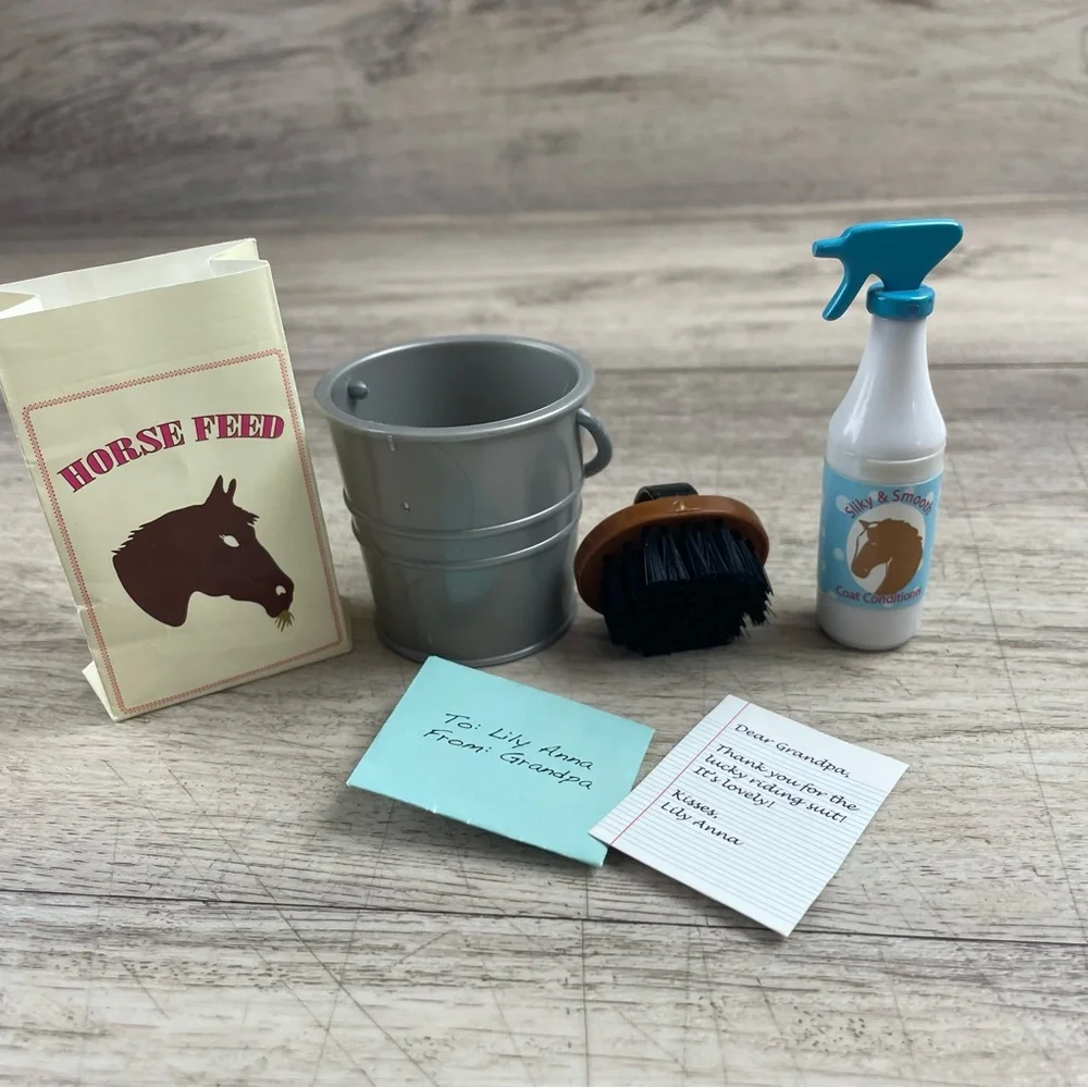 Our Generation Horse Riding Accessories Lily Anna Grandpa Letter Brush Bucket